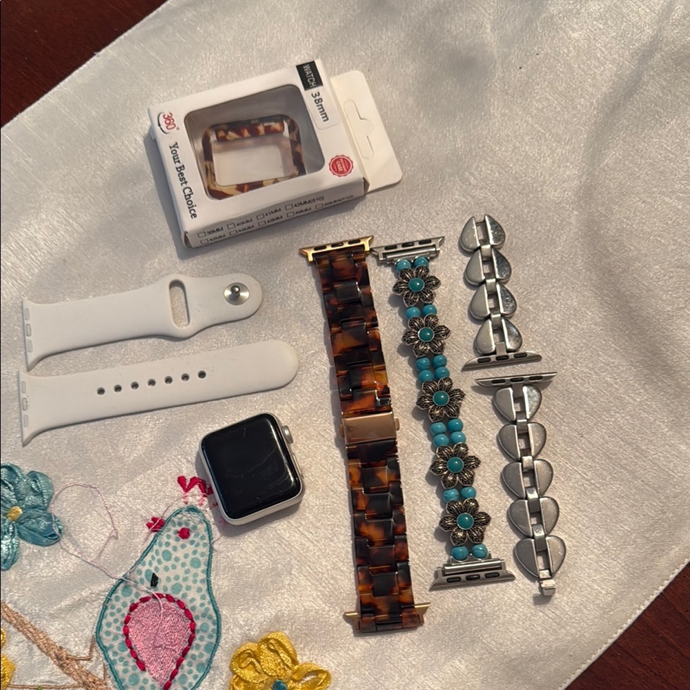 Apple Watch Bands Set - Silver, Brown, White